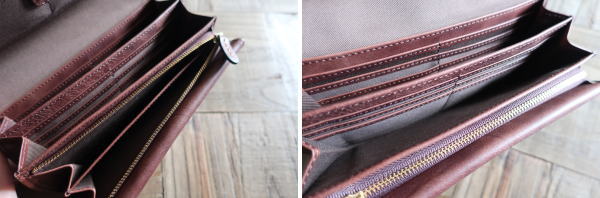 イタンリアンレザーを使用した　カードの収納が大容量の長財布の販売