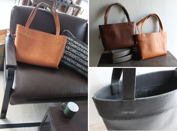 オーダー製作可能な　ずっしりとした存在感のある レザートートバッグ